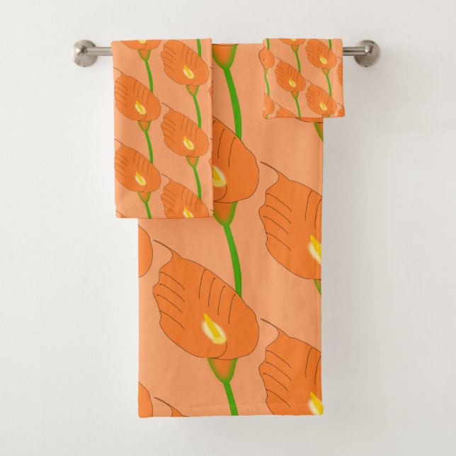 Conjunto De Toalhas Orange Cala Lily Design (Insitu)