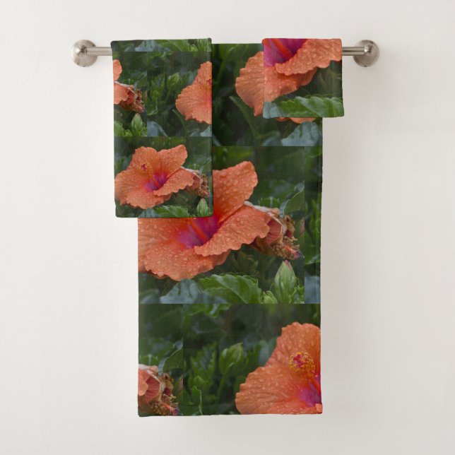 Conjunto De Toalhas Orange Hibiscus (Insitu)
