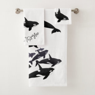 Conjunto De Toalhas Orca Whale Bath Coloca As Baleias Assassinas Toalh