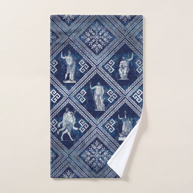 Conjunto De Toalhas Ornamento de Deidades Gregas e Chave Meander (Toalha de mão)