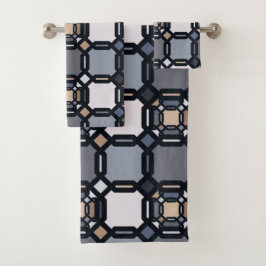 Conjunto De Toalhas Ornamento geométrico multicolorido em tons silenci