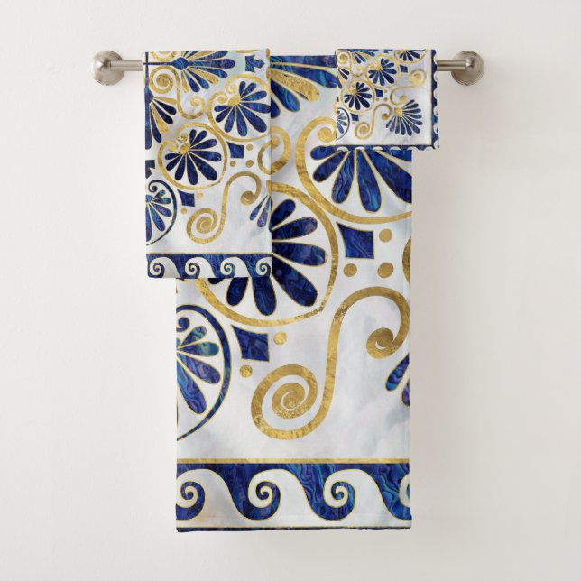 Conjunto De Toalhas Ornamento grego Abalone Shell e Dourado (Insitu)