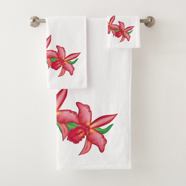 Conjunto De Toalhas Orquídea vermelha (Insitu)