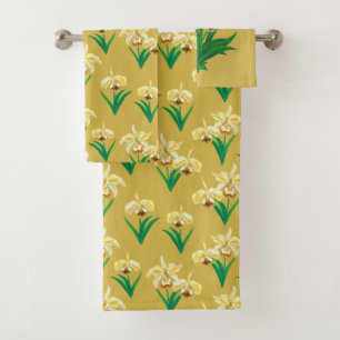 Conjunto De Toalhas Orquídeas Selvagens - Orquídeas Amarelas Ouros e F