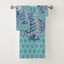 Conjunto De Toalhas Os Jars de Ginger Azul e Branco de Robin