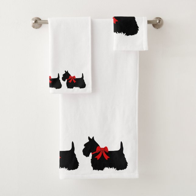 Conjunto De Toalhas Os Scottish Terrier/arco vermelho, branco ou (Insitu)