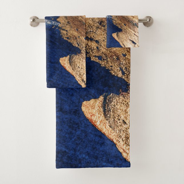 Conjunto De Toalhas Ouro à Meia-Noite: Elegância Abstrata (Insitu)
