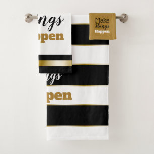 Conjunto De Toalhas Ouro branco do preto inspirador das citações