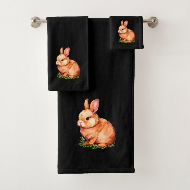 Conjunto De Toalhas Ouro Bunny em preto (Insitu)