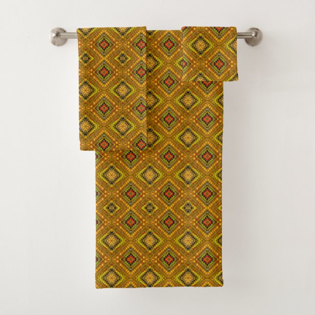 Conjunto De Toalhas Ouro Checkered (Insitu)