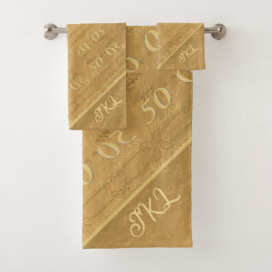 Conjunto De Toalhas ouro de aniversário de 50 anos Ochre Towel