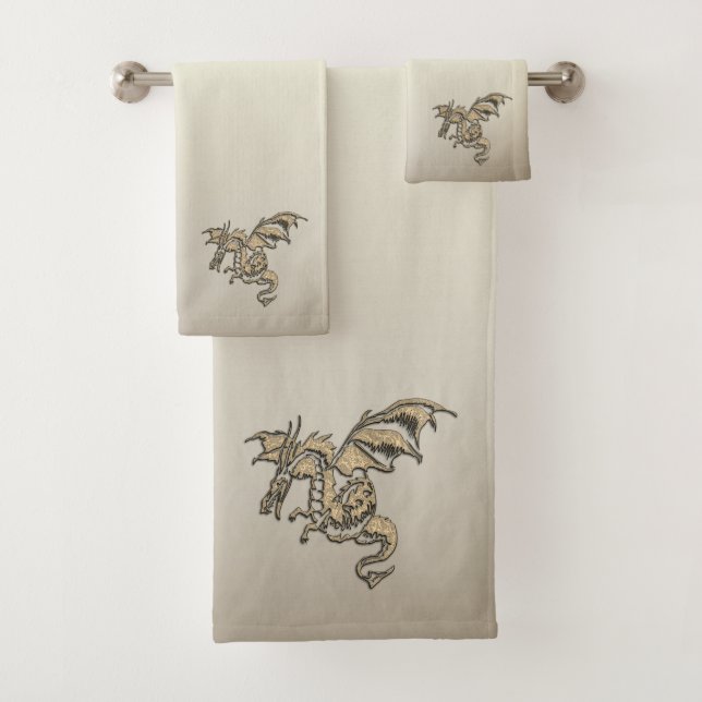 Conjunto De Toalhas Ouro Dragon (Insitu)