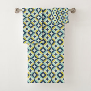 Conjunto De Toalhas Ouro geométrico & teste padrão azul