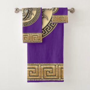 Conjunto De Toalhas Ouro Medusa Gorgon - Grelha - Roxo