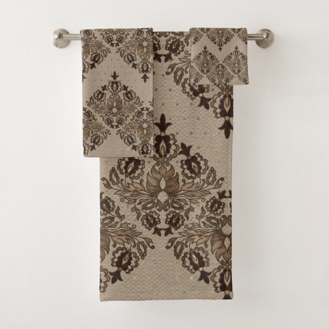 Conjunto De Toalhas Ouro oriental persa do pastel do teste padrão (Insitu)