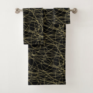 Conjunto De Toalhas Ouro Preto Glitzy Abstrato