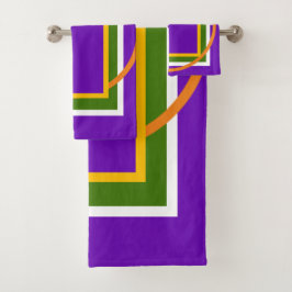 Conjunto De Toalhas Ousado Geométrico Roxo Amarelo Verde Laranja Brilh