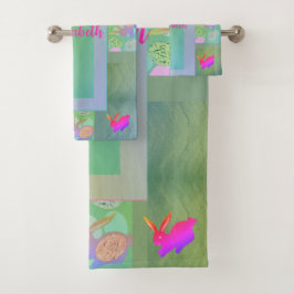 Conjunto De Toalhas Ovos de coelho da Páscoa