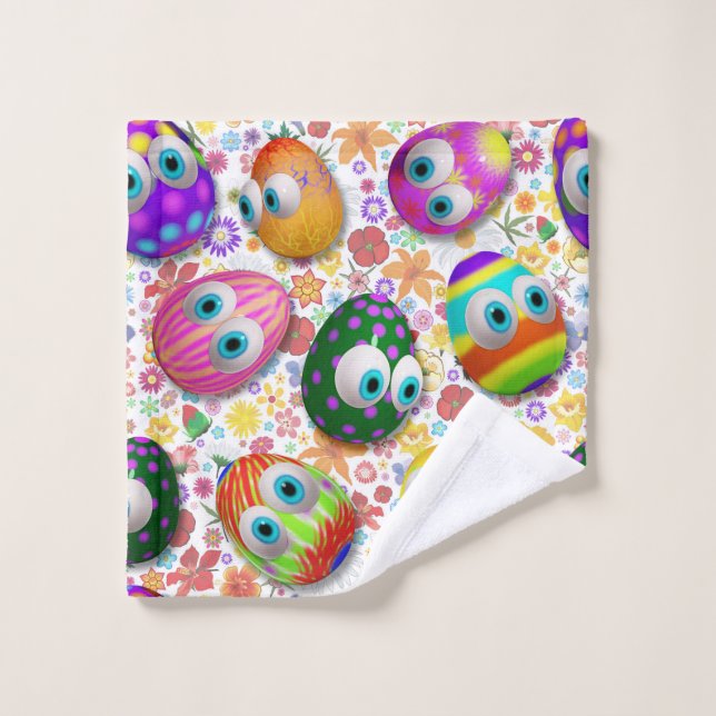 Conjunto De Toalhas Ovos de Páscoa de desenho animado fofos e engraçad (Pano de lavar)