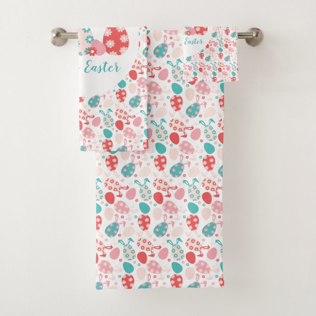 Conjunto De Toalhas Ovos Decorados felzs pascoa Ouvidos Coelhinhos (Insitu)