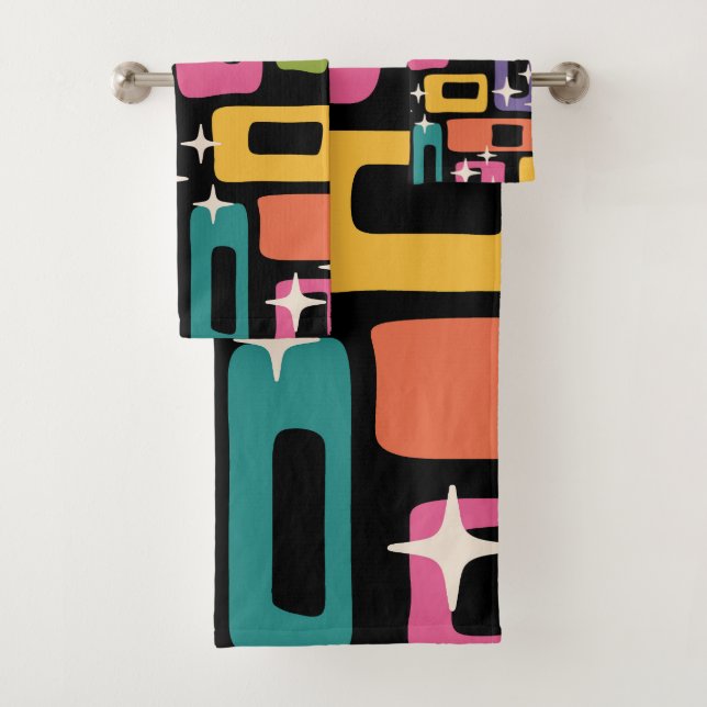 Conjunto De Toalhas Padrão Abstrato da Era Atômica MCM Retro (Insitu)