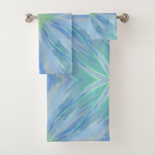Conjunto De Toalhas Padrão Abstrato de Aquarela Floral à Beira-Mar