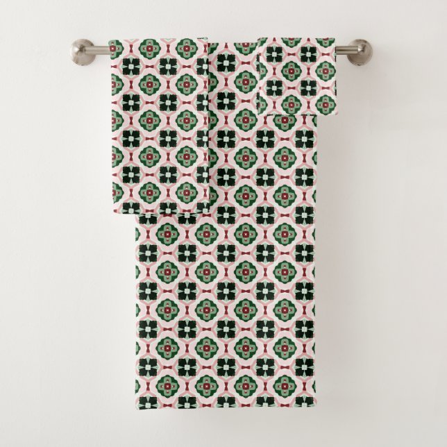Conjunto De Toalhas Padrão Abstrato de Natal Fofo Boho Retro Funky (Insitu)