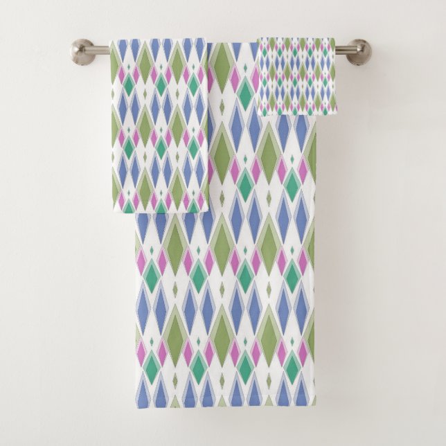 Conjunto De Toalhas Padrão abstrato geométrico simples multicolorido (Insitu)