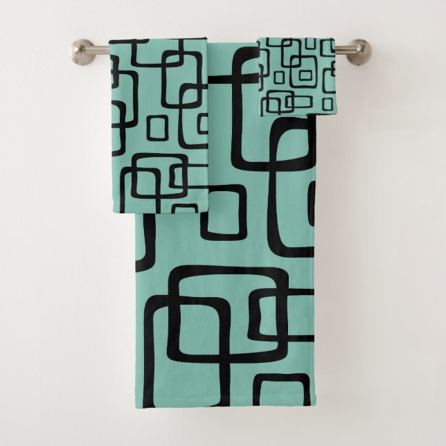 Conjunto De Toalhas Padrão Abstrato Moderno Retro de Meados do Século (Insitu)