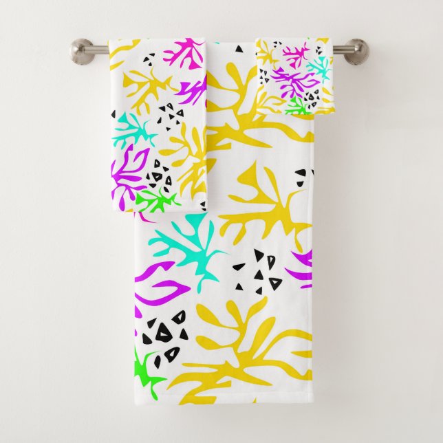 Conjunto De Toalhas Padrão abstrato multicolorido de néon (Insitu)