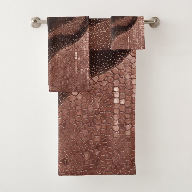 Conjunto De Toalhas Padrão Abstrato Ouro Moderno Com Brilho ✨ (Insitu)