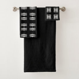 Conjunto De Toalhas Padrão abstrato preto e branco moderno