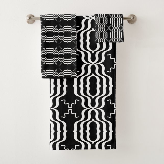 Conjunto De Toalhas Padrão abstrato preto e branco moderno (Insitu)