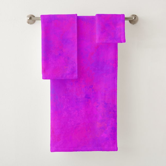 Conjunto De Toalhas Padrão Abstrato Rosa Roxo (Insitu)