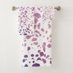 Conjunto De Toalhas Padrão abstrato Terrazzo Mosaico rosa e azul