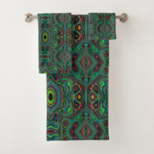 Padrão Abstrato Trippy Retro Preto e Verde Lima