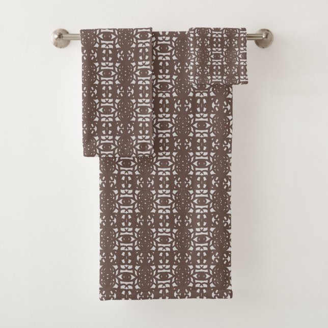 Conjunto De Toalhas Padrão Abstrato Único Marrom (Insitu)