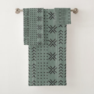 Conjunto De Toalhas Padrão Africano de Mudo Verde Moderno