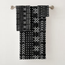 Padrão Africano do Tecido Branco Preto Moderno