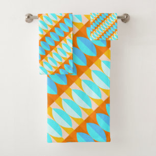 Conjunto De Toalhas Padrão Amarelo Laranja Azul Turquesa Colorido