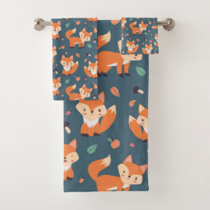 Conjunto De Toalhas Padrão Animal da Raposa Laranja-branca