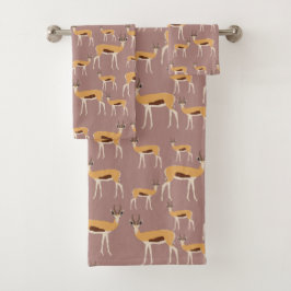 Conjunto De Toalhas Padrão Animal de Antílope Selvagem