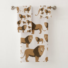 Conjunto De Toalhas Padrão Animal do Leão Selvagem