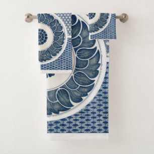 Conjunto De Toalhas Padrão Antigo de Porcelana Azul e Branco Chinesa
