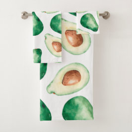 Conjunto De Toalhas Padrão Aquarela Avocado