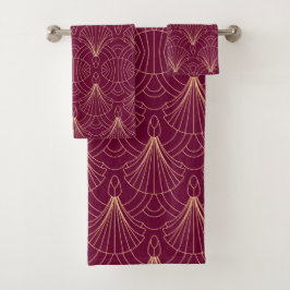 Conjunto De Toalhas padrão Art Deco com motivos de leque geométricos d