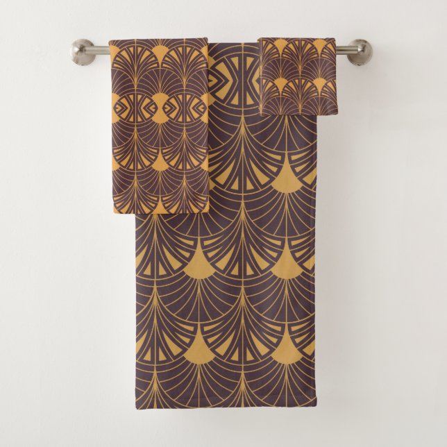 Conjunto De Toalhas padrão Art Deco com motivos em forma de leque  (Insitu)