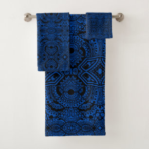 Conjunto De Toalhas Padrão aztec azul
