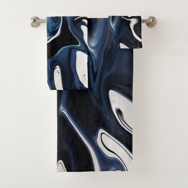 Conjunto De Toalhas Padrão azul desfocado (Insitu)