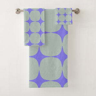 Conjunto De Toalhas Padrão Azul Roxo Moderno de Meio século Simples